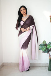 Divine 1-Minute Ready To Wear Brown and Pink Georgette Saree