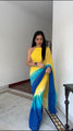 Magnificat 1-Minute Ready To Wear Yellow and Blue Georgette Saree