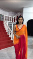 Delightful 1-Minute Ready To Wear Orange and Red Georgette Saree