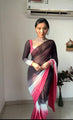 Resplendent 1-Minute Ready To Wear Black and Pink Georgette Saree